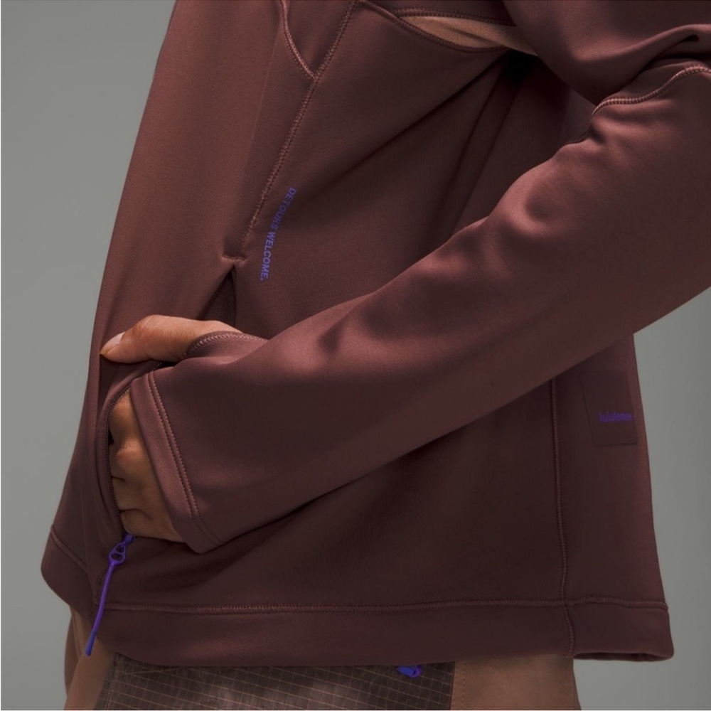 lululemon athletica Mauve Brown Pullover Half-Zip Hoodie with Purple Accents - Picture 6 of 12